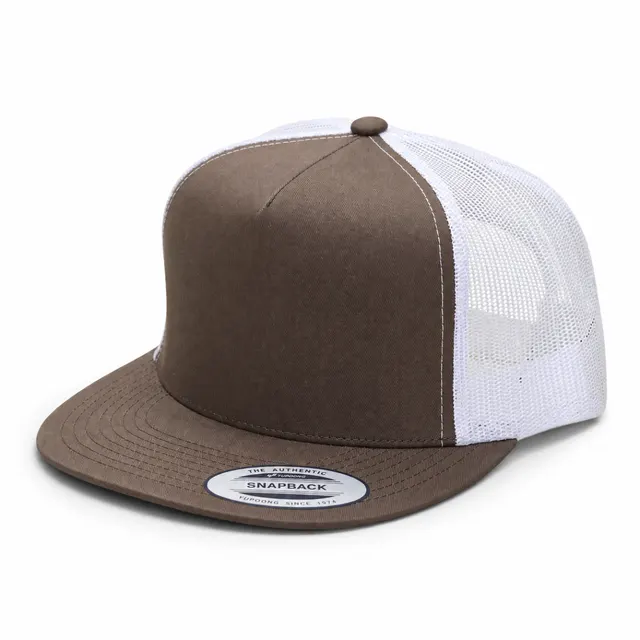 Classic 5 Panel Trucker Cap Brown with White Mesh 