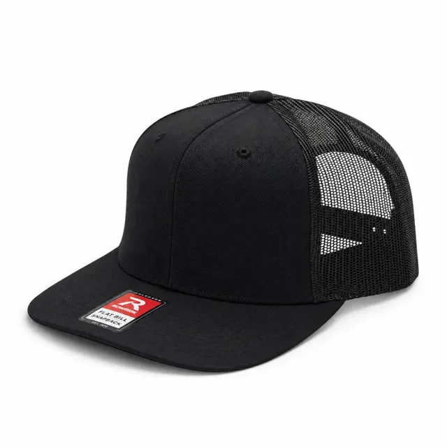 Flat Bill Black Trucker Cap 